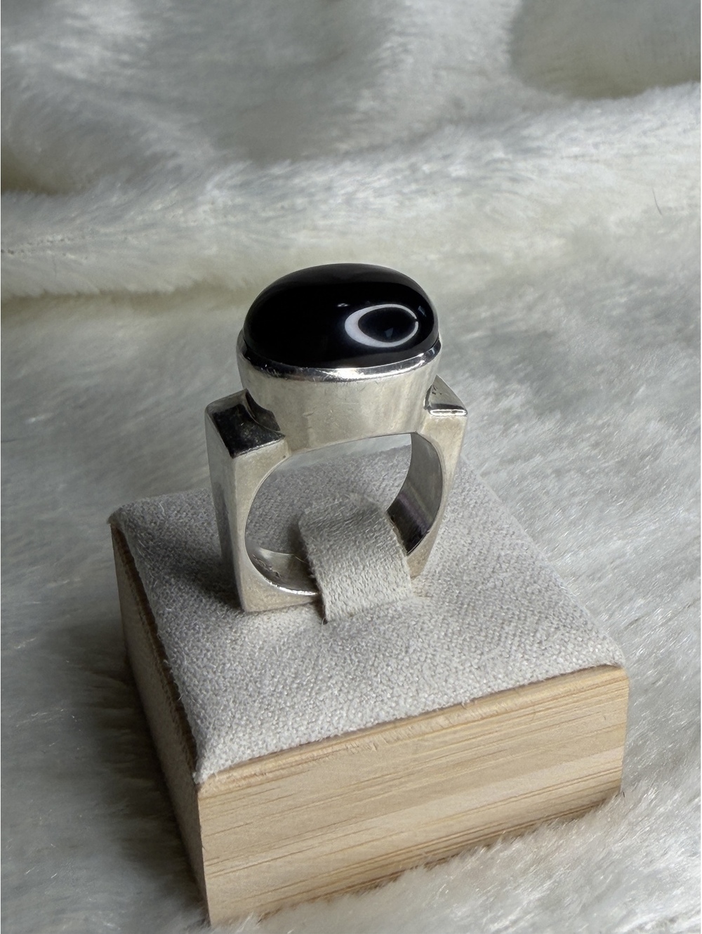 Retired Silpada R0995 Vintage .925 Sterling Black Onyx Square Band Ring SZ 6.5